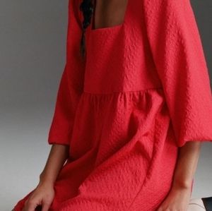 NEW WITH TAGS Red ANTHROPOLOGIE Mini Blouson Dress Size Small